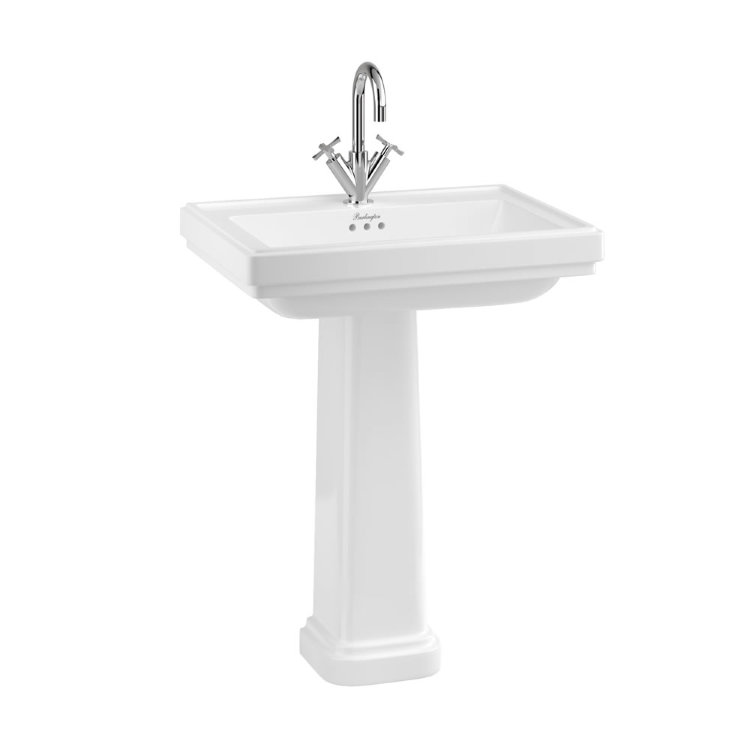 Burlington: Раковина RIV2 65 см на 1, 2 или 3 отверстия с пьедесталом Burlington: Раковина RIV2 65 см на 1, 2 или 3 отверстия с пьедесталом
